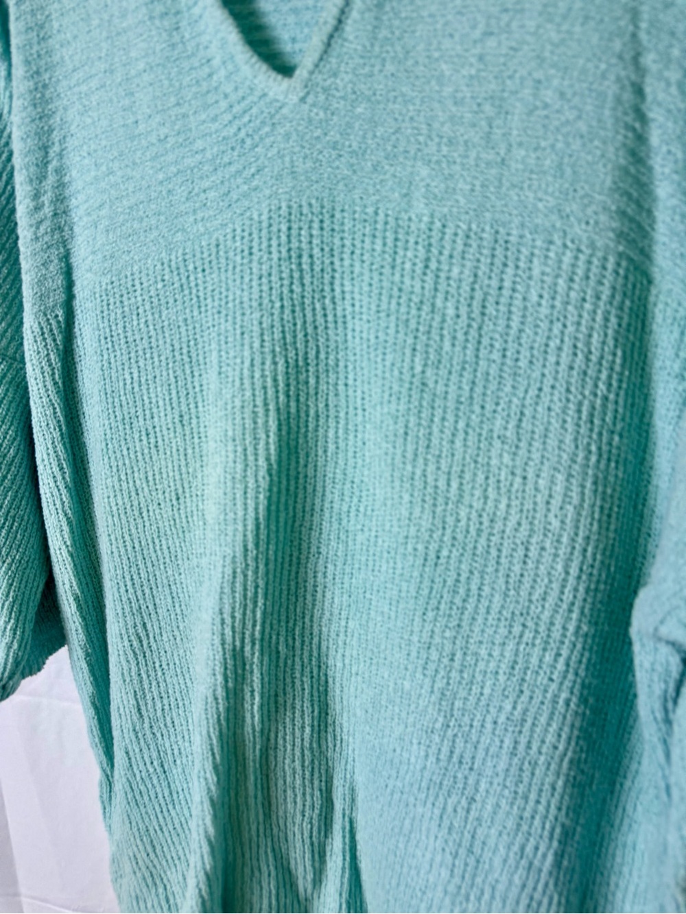 J. Jill Mint Green V-Neck Hooded Knit Sweater - Picture 2 of 10